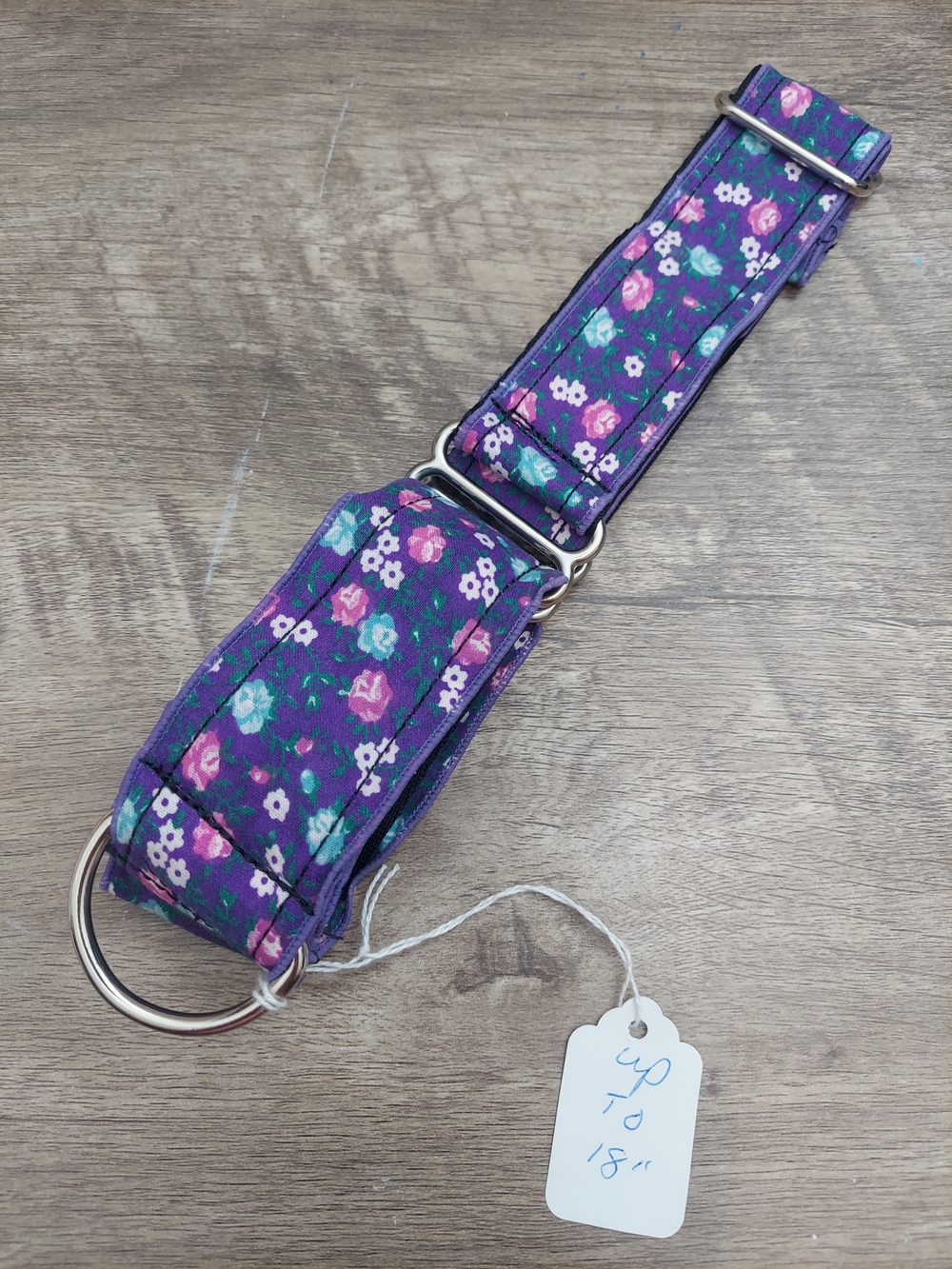 Custom Martingale Dog Collar 1.5" Purple Pink Floral Sighthound Whippet 18"